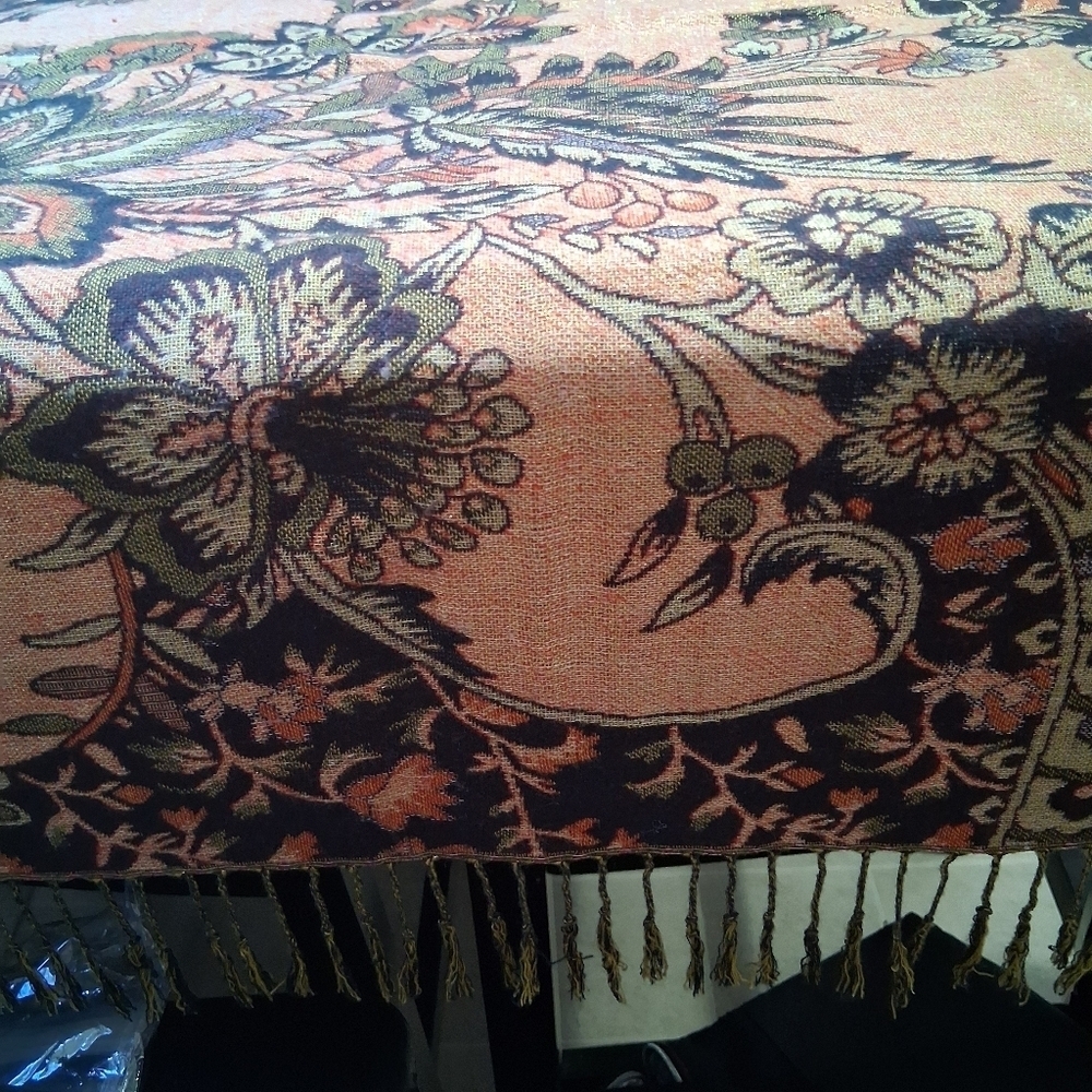 Beautiful Silk Blanket Scarf With Fringe 27"×76" - Picture 16 of 16